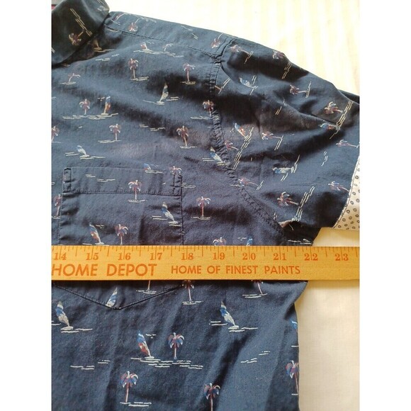 Craft+Flow Voyage short sl shirt mens L flip cuff sailboats palms beach vacation - Picture 6 of 9